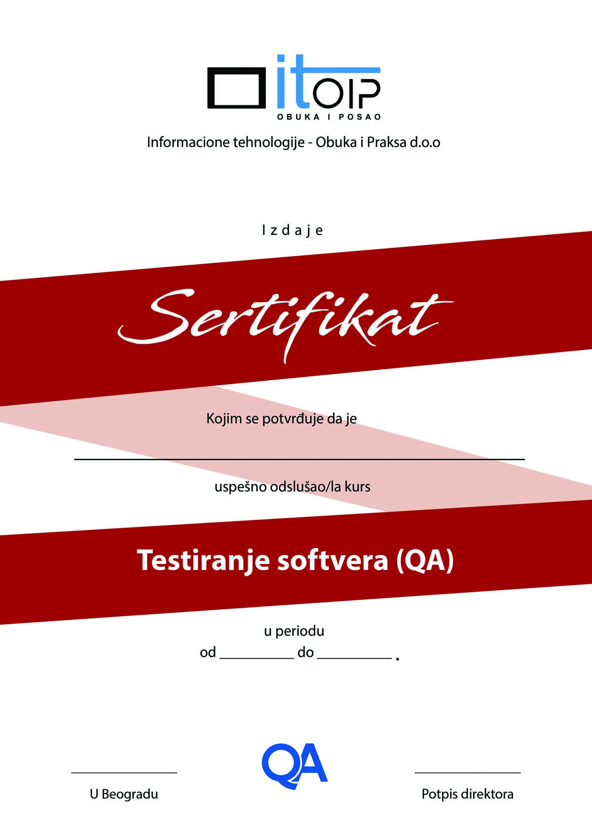 Testiranje Softvera Qa Kurs It Oip